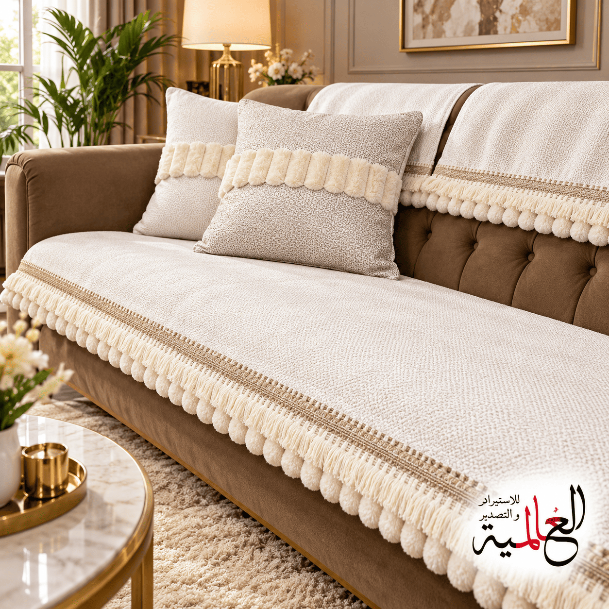 مفرش ركنة أوف وايت فاخر